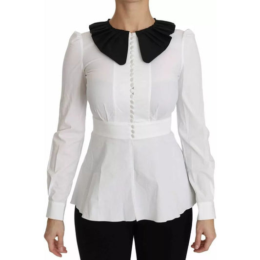Dolce & Gabbana Black White Decorative Buttons Tops Shirt Blouse TSH3175-36