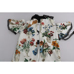 Dolce & Gabbana White Lace Floral Vase Shift Mini Dress DR2107-36