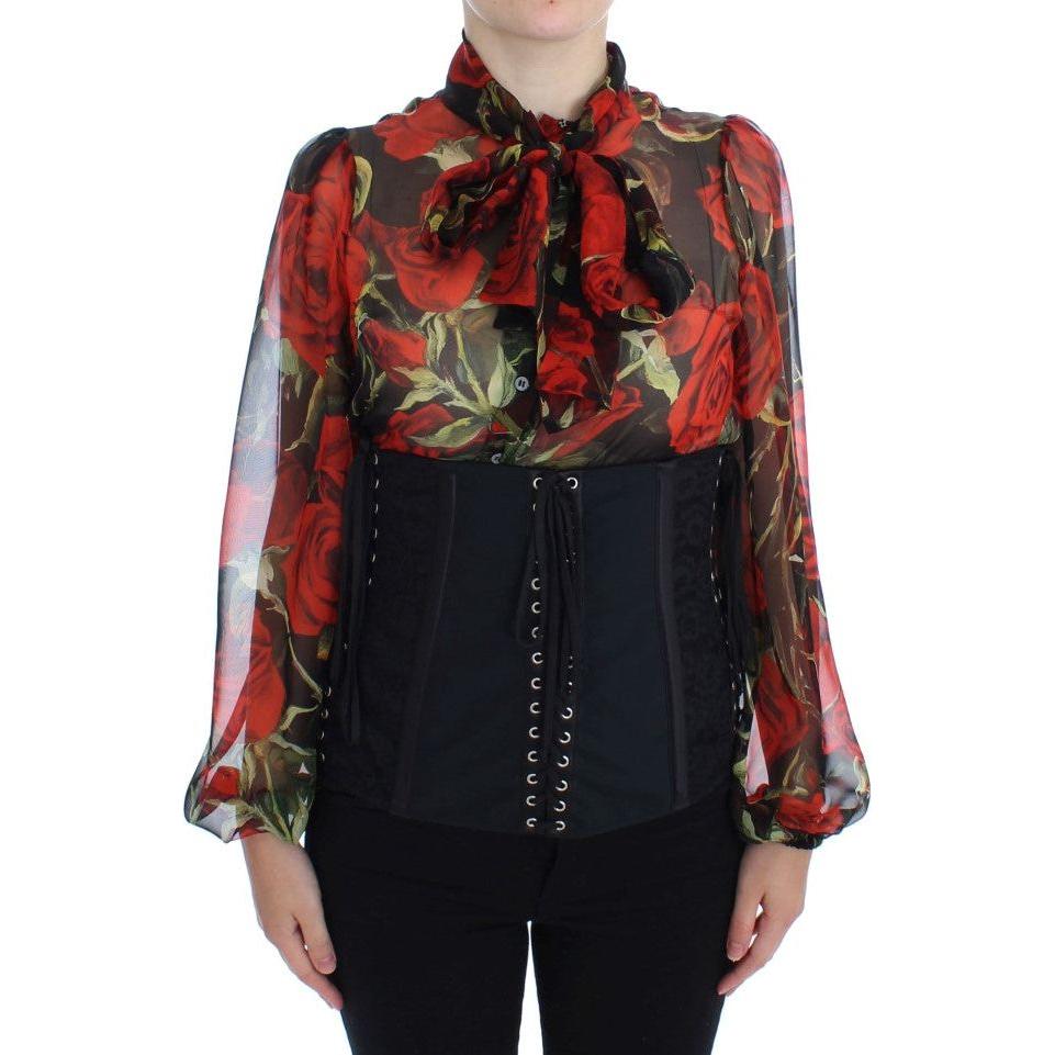 优雅黑色花卉锦缎紧身胸衣腰带