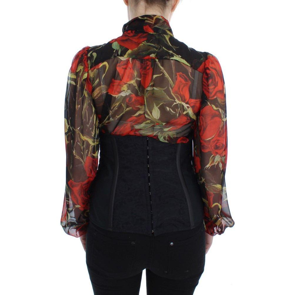 优雅黑色花卉锦缎紧身胸衣腰带