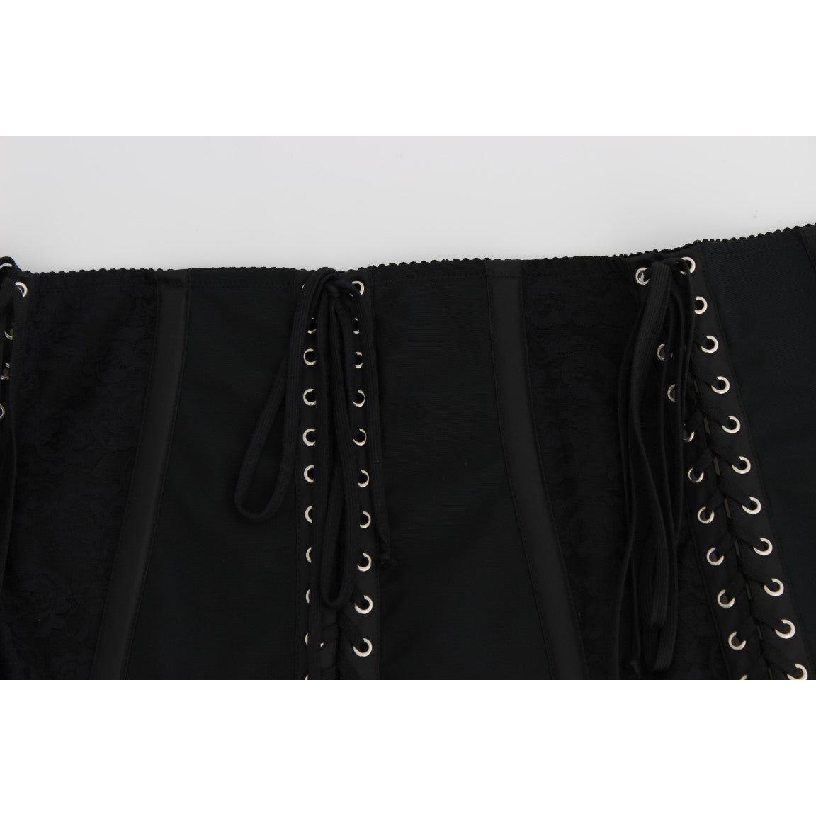 Dolce & Gabbana Black Stretch Corset Waist Strap Belt SIG17288-1