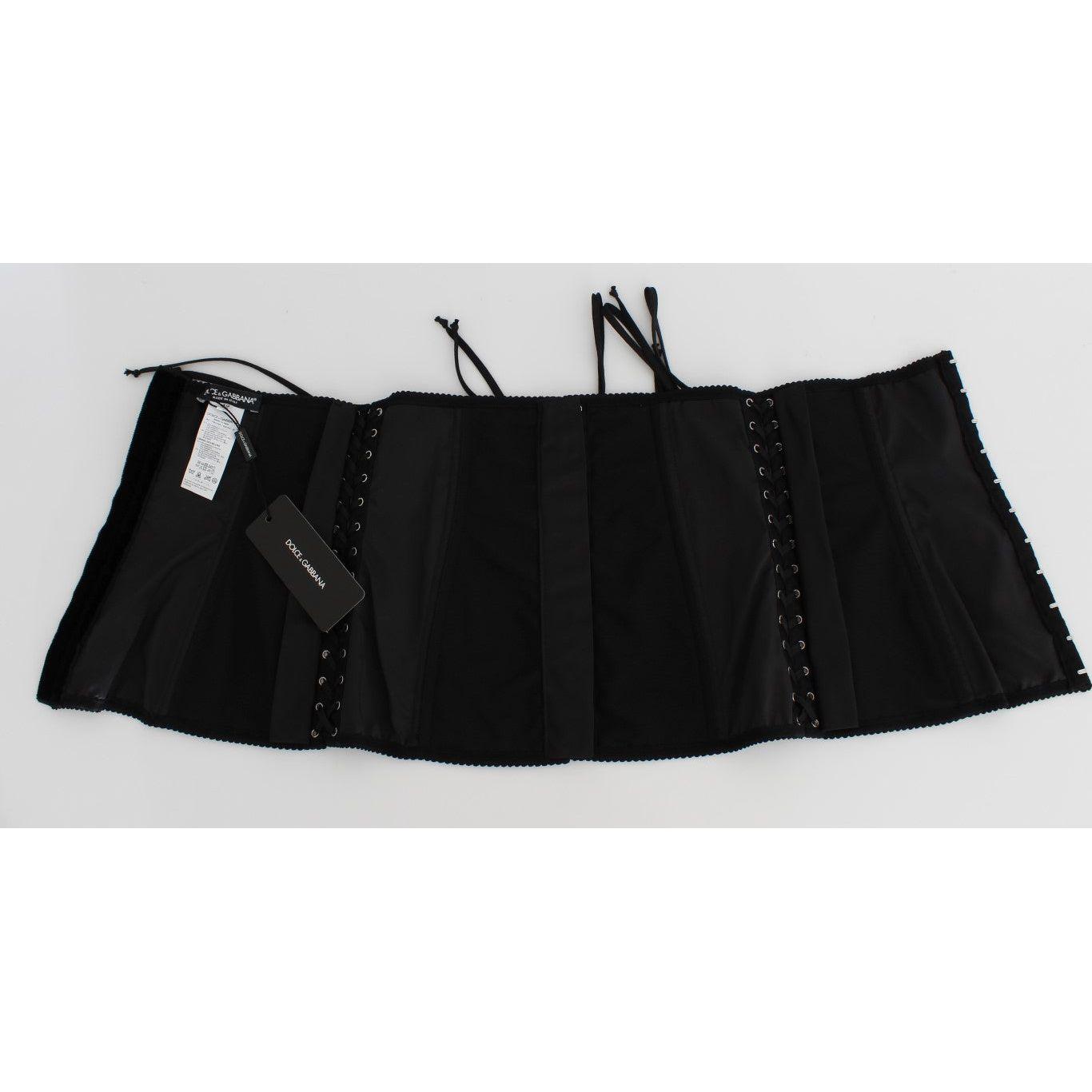 Dolce & Gabbana Black Stretch Corset Waist Strap Belt SIG17288-1