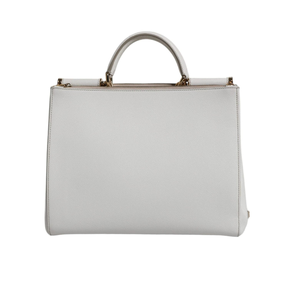 Dolce & Gabbana White Leather Logo Top Handle Tote Crossbody Bag BAG1635