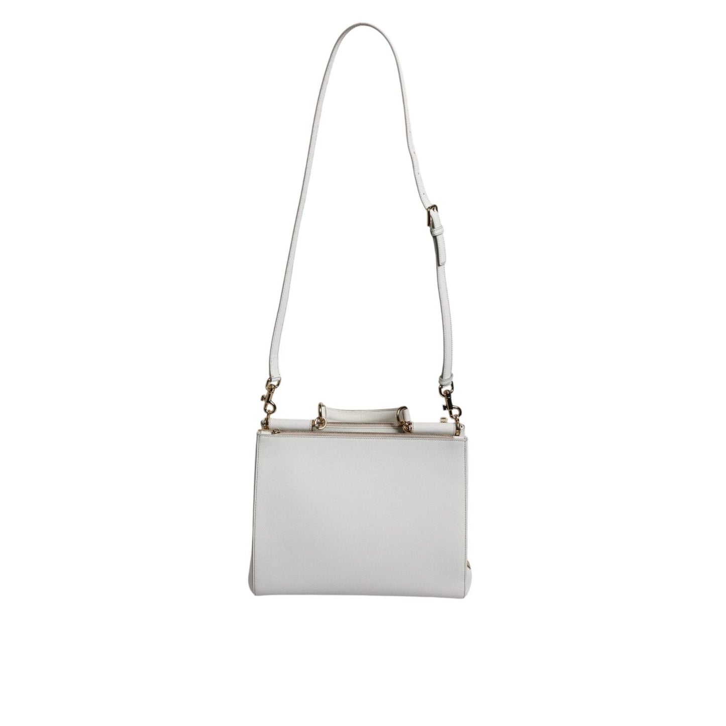 Dolce & Gabbana White Leather Logo Top Handle Tote Crossbody Bag BAG1635