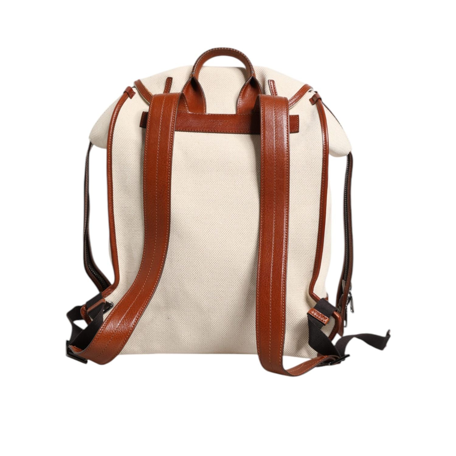 Dolce & Gabbana Beige Brown Canvas Leather Travel Back Pack Bag