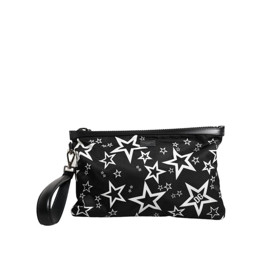 Dolce & Gabbana Black White Stars Pattern Clutch Pouch Bag BAG4045