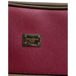 Dolce & Gabbana Fuchsia Khaki Leather Trolley Travel Wheel Suitcase Bag BAG4115
