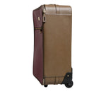 Dolce & Gabbana Fuchsia Khaki Leather Trolley Travel Wheel Suitcase Bag BAG4115