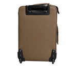Dolce & Gabbana Fuchsia Khaki Leather Trolley Travel Wheel Suitcase Bag BAG4115