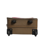 Dolce & Gabbana Fuchsia Khaki Leather Trolley Travel Wheel Suitcase Bag BAG4115