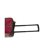 Dolce & Gabbana Fuchsia Khaki Leather Trolley Travel Wheel Suitcase Bag BAG4115