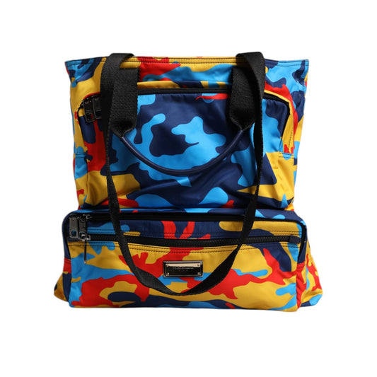 Dolce & Gabbana Multicolor Camouflage Nylon Shopping Tote Bag BAG4137