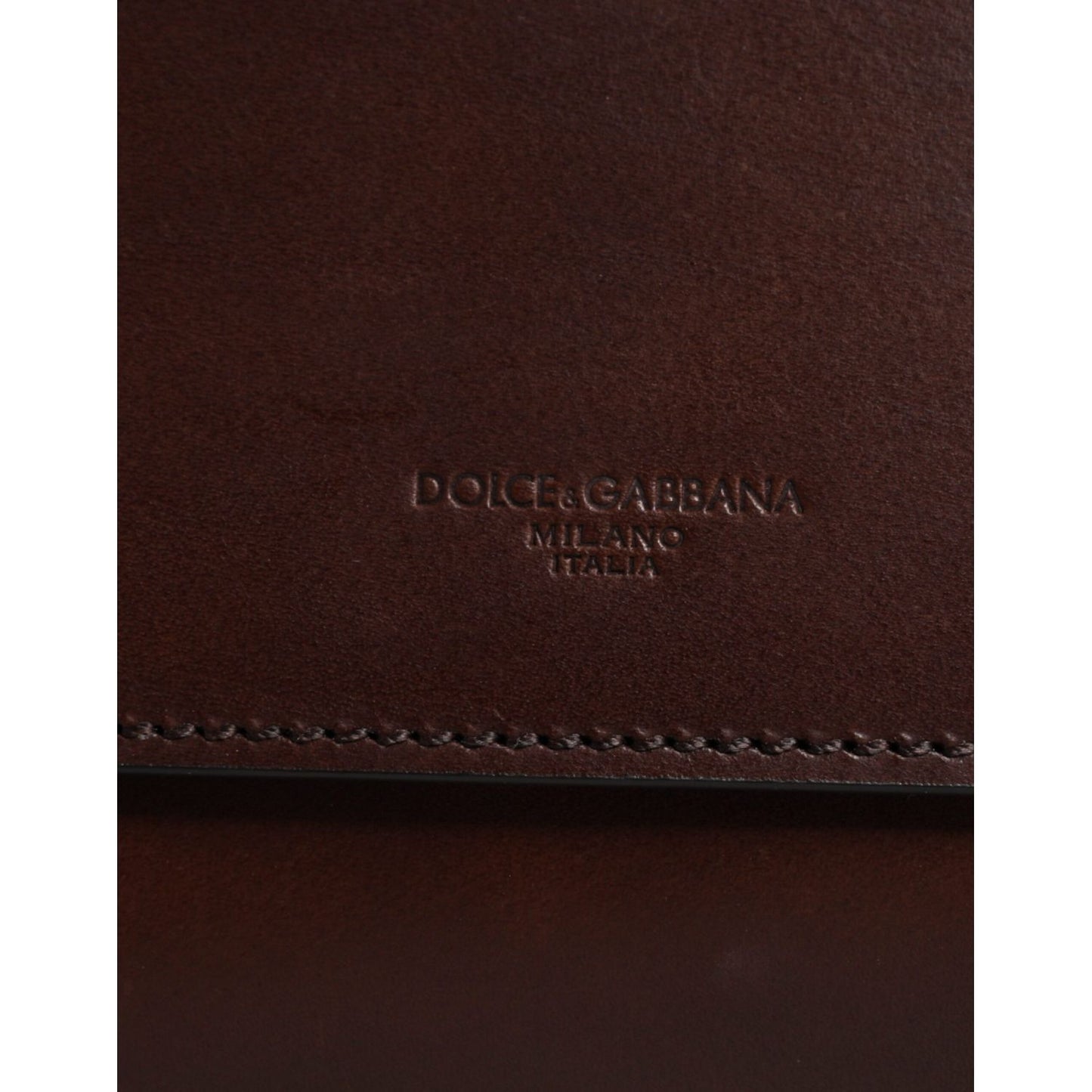 Dolce & Gabbana Brown Leather Logo Embossed Crossbody Bag