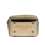 Dolce & Gabbana Gold Leather DG Logo Plaque Zip Around Clutch Bag BAG4159