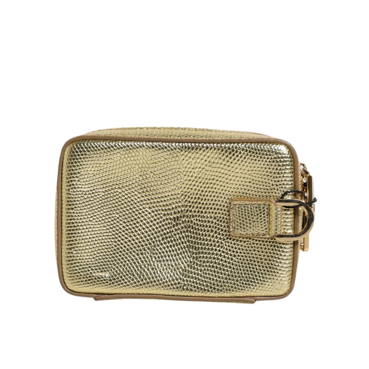 Dolce & Gabbana Gold Leather DG Logo Plaque Zip Around Clutch Bag BAG4159
