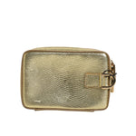 Dolce & Gabbana Gold Leather DG Logo Plaque Zip Around Clutch Bag BAG4159