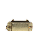 Dolce & Gabbana Gold Leather DG Logo Plaque Zip Around Clutch Bag BAG4159