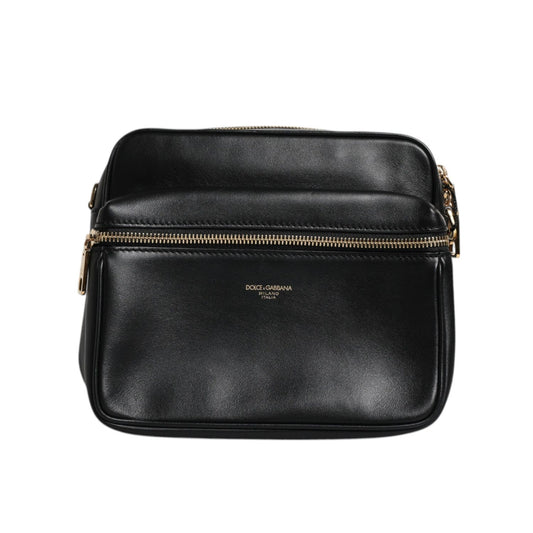Dolce & Gabbana Black Calfskin Leather Gothic Messenger Bag