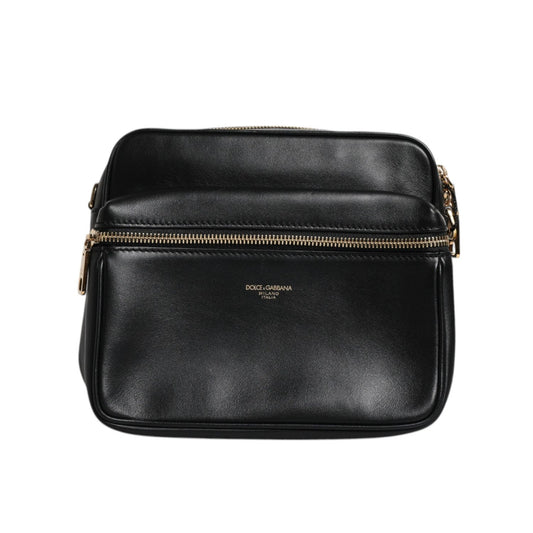 Dolce & Gabbana Black Calfskin Leather Gothic Messenger Bag