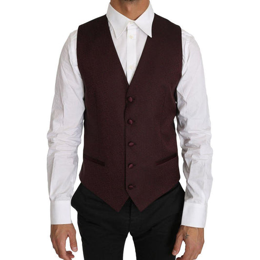 Dolce & Gabbana Purple Pattern Wool Silk Waistcoat Vest TSH2651-48