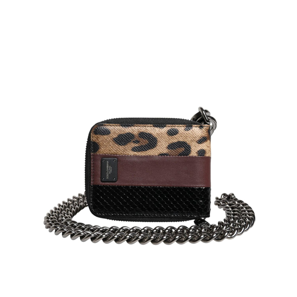 Dolce & Gabbana Multicolor Leopard Leather DG Bifold Card Holder Wallet BAG4236