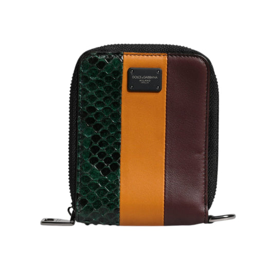 Dolce & Gabbana Multicolor Exotic Leather DG Bifold Card Holder Wallet BAG4240