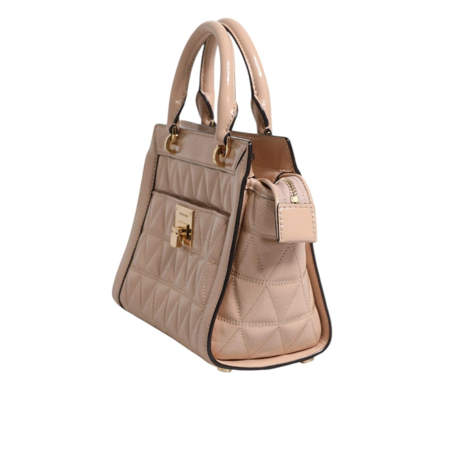 Michael Kors Peach Quilted Leather Logo Crossbody VIVIANNE Messenger Bag