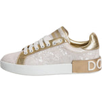 Dolce & Gabbana White Portofino Mother Of Pearl Sneakers Casual Shoes LA12303-37