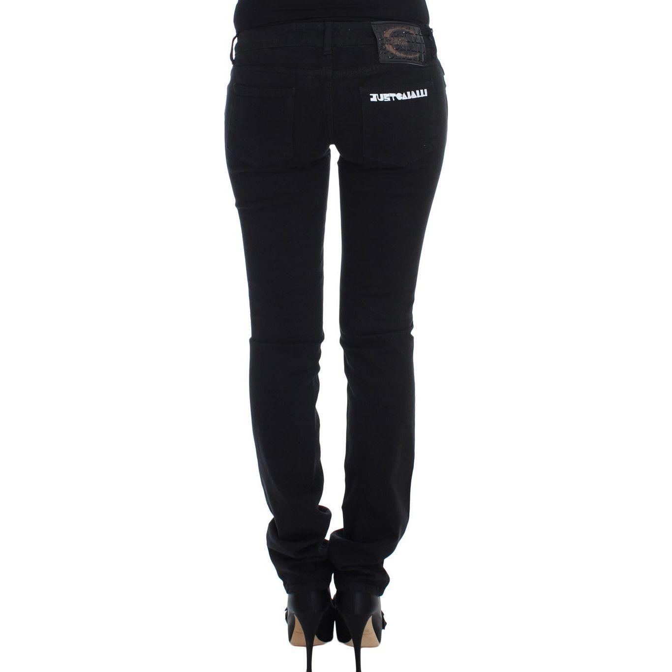 Cavalli Black Cotton Stretch Slim Skinny Fit Jeans Jeans & Pants