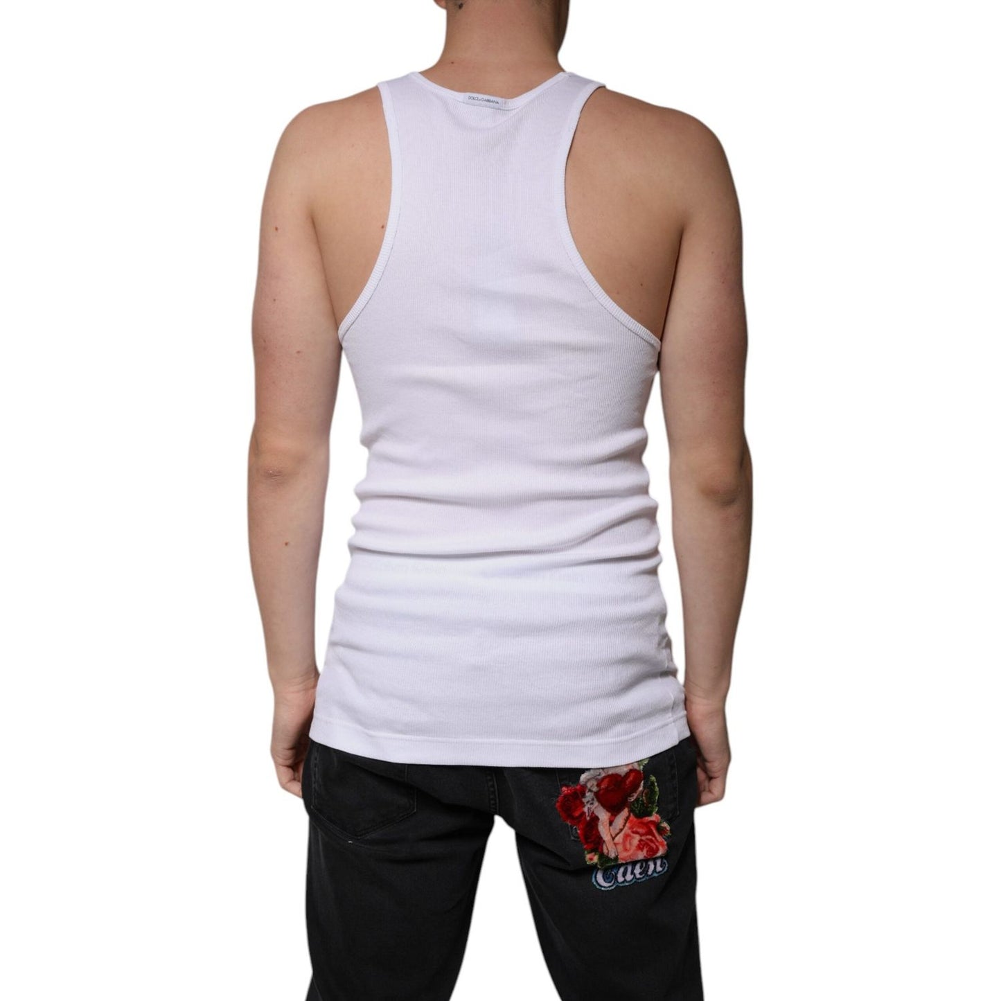 Dolce & Gabbana White Cotton Sleeveless Round Neck Tank T-shirt TSH87372-50