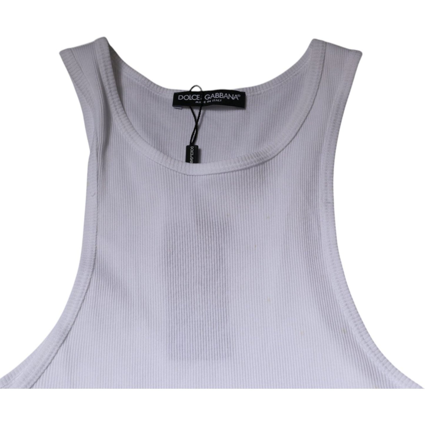 Dolce & Gabbana White Cotton Sleeveless Round Neck Tank T-shirt TSH87372-50