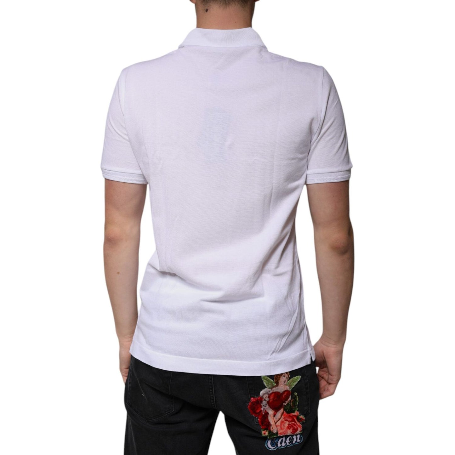 Dolce & Gabbana White Collared Short Sleeves Polo T-shirt TSH87433-48