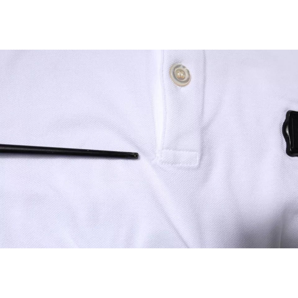 Dolce & Gabbana White Collared Short Sleeves Polo T-shirt TSH87433-48