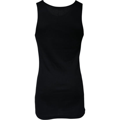 Dolce & Gabbana Black Cotton Sleeveless Round Neck Tank T-shirt