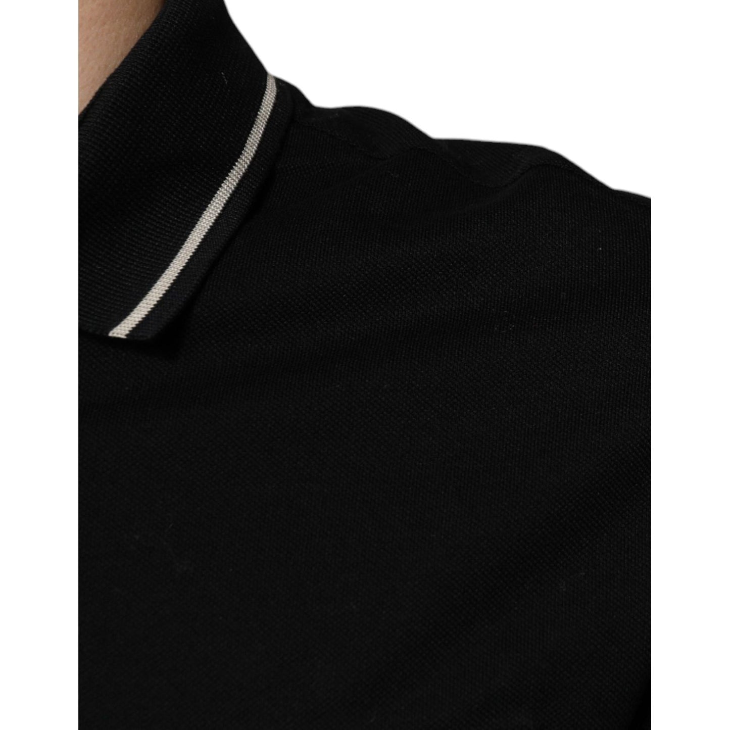 Dolce & Gabbana Black White Cotton Short Sleeves Polo T-shirt