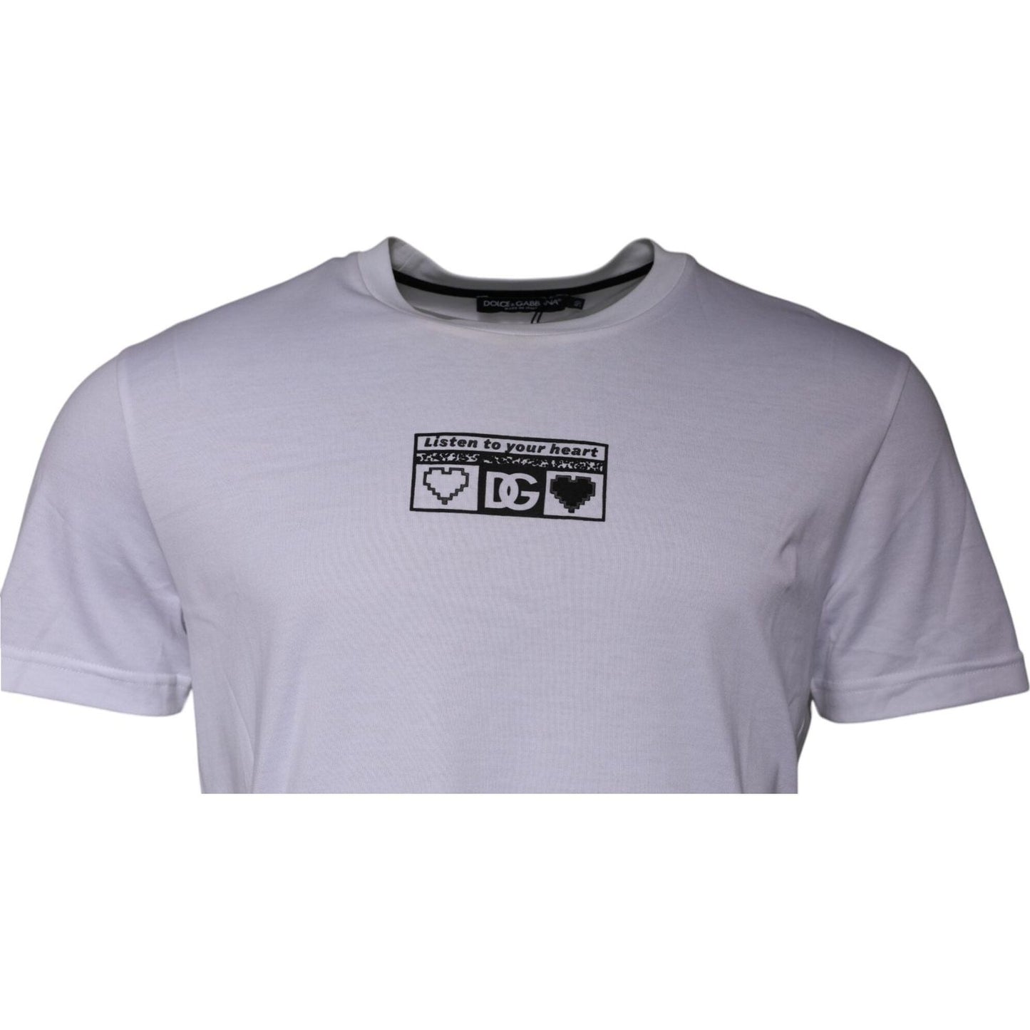 Dolce & Gabbana White Logo Print Cotton Crew Neck T-shirt TSH87478-50