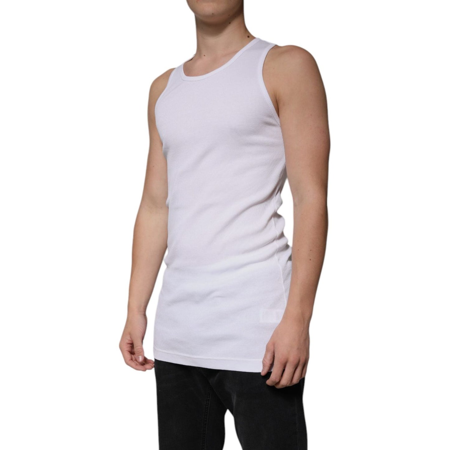 Dolce & Gabbana White Cotton Sleeveless Round Neck Tank T-shirt TSH87498-52