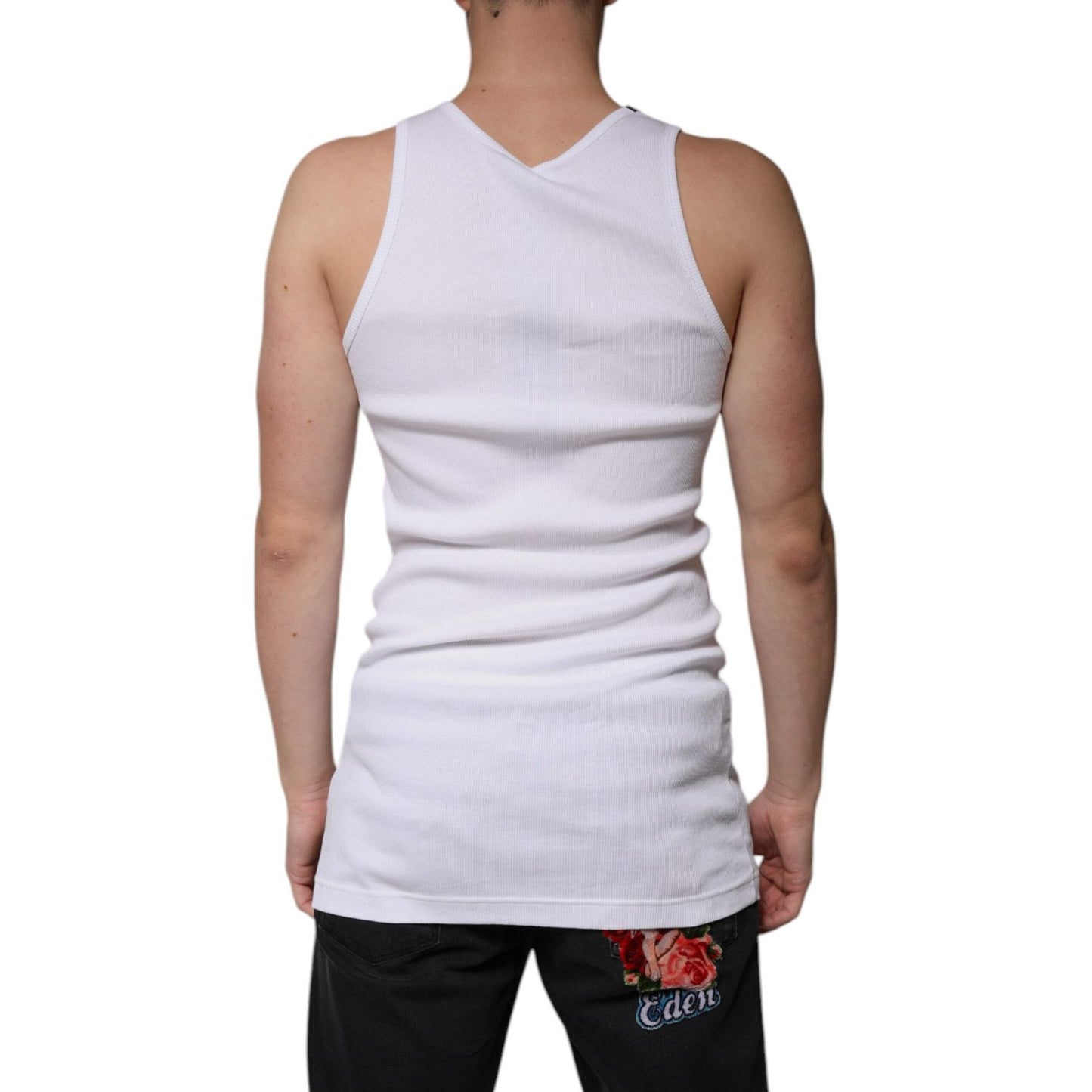 Dolce & Gabbana White Cotton Sleeveless Round Neck Tank T-shirt TSH87498-52