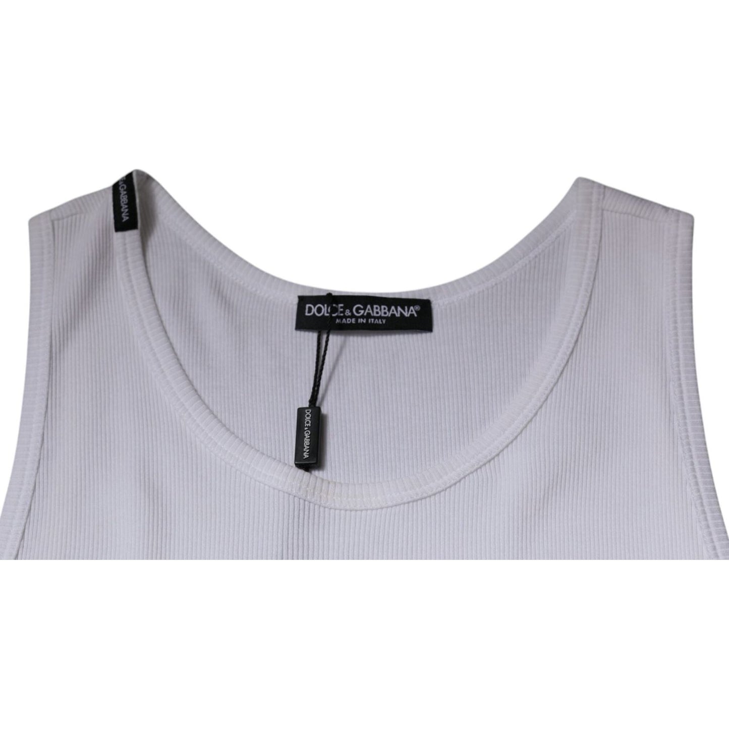 Dolce & Gabbana White Cotton Sleeveless Round Neck Tank T-shirt TSH87498-52