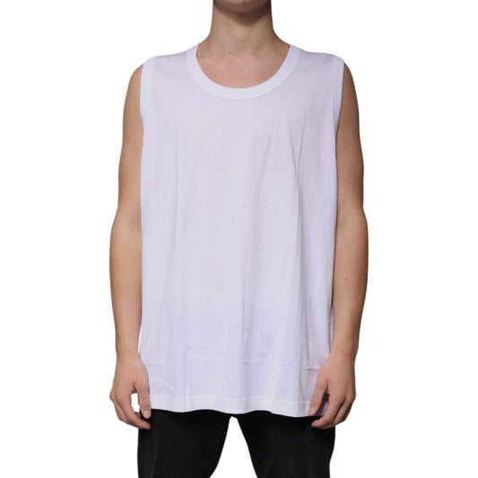 Dolce & Gabbana White Cotton Sleeveless Round Neck Tank T-shirt TSH87502-52