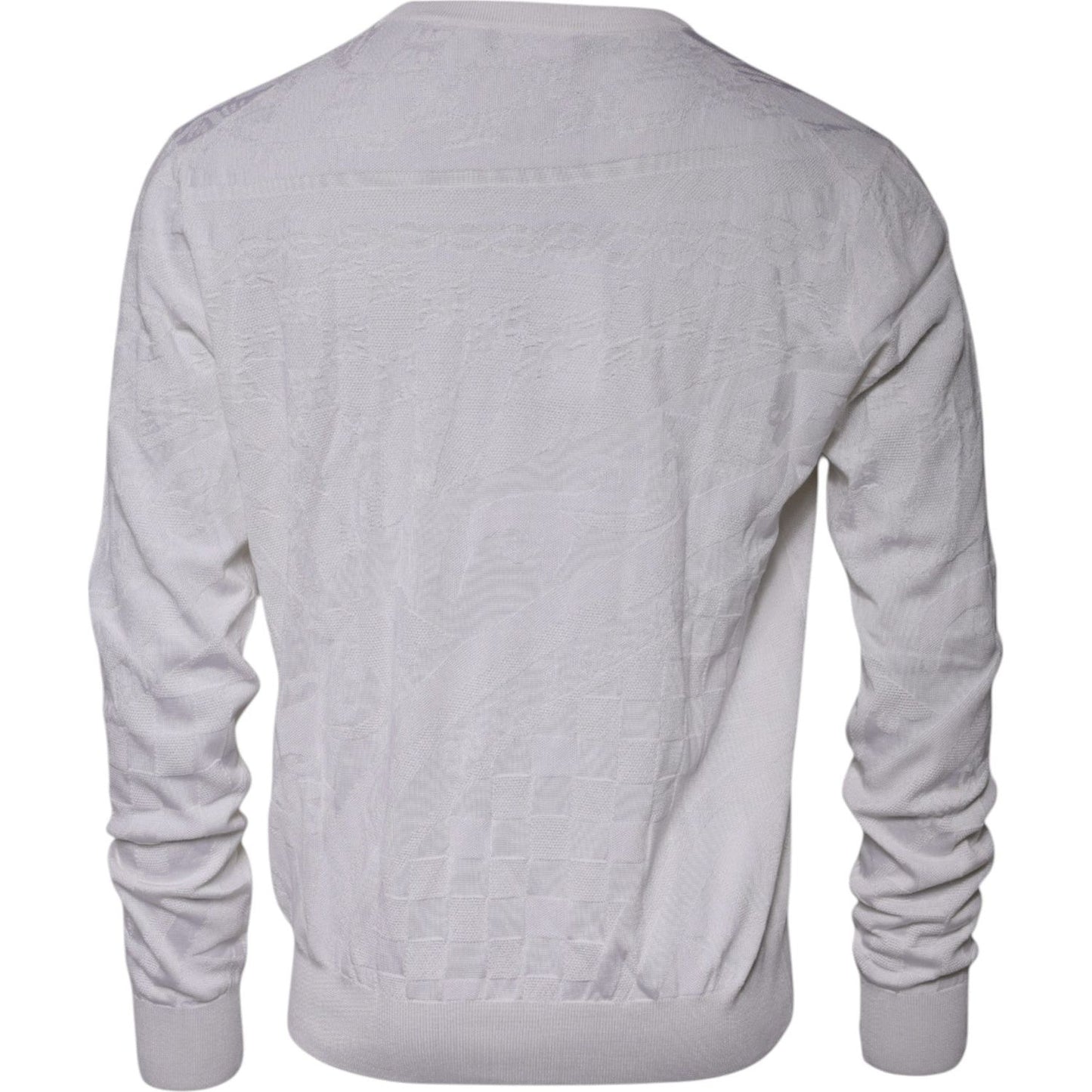 Dolce & Gabbana White Silk Crew Neck Men Pullover Sweater TSH87544-56