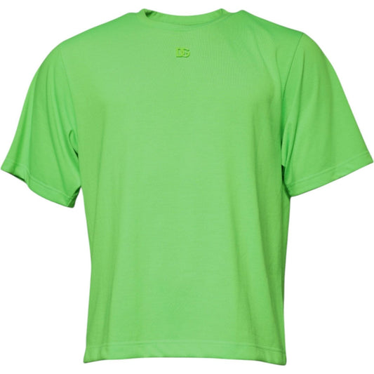Dolce & Gabbana Green Logo Polyester Crew Neck T-shirt TSH87637-48