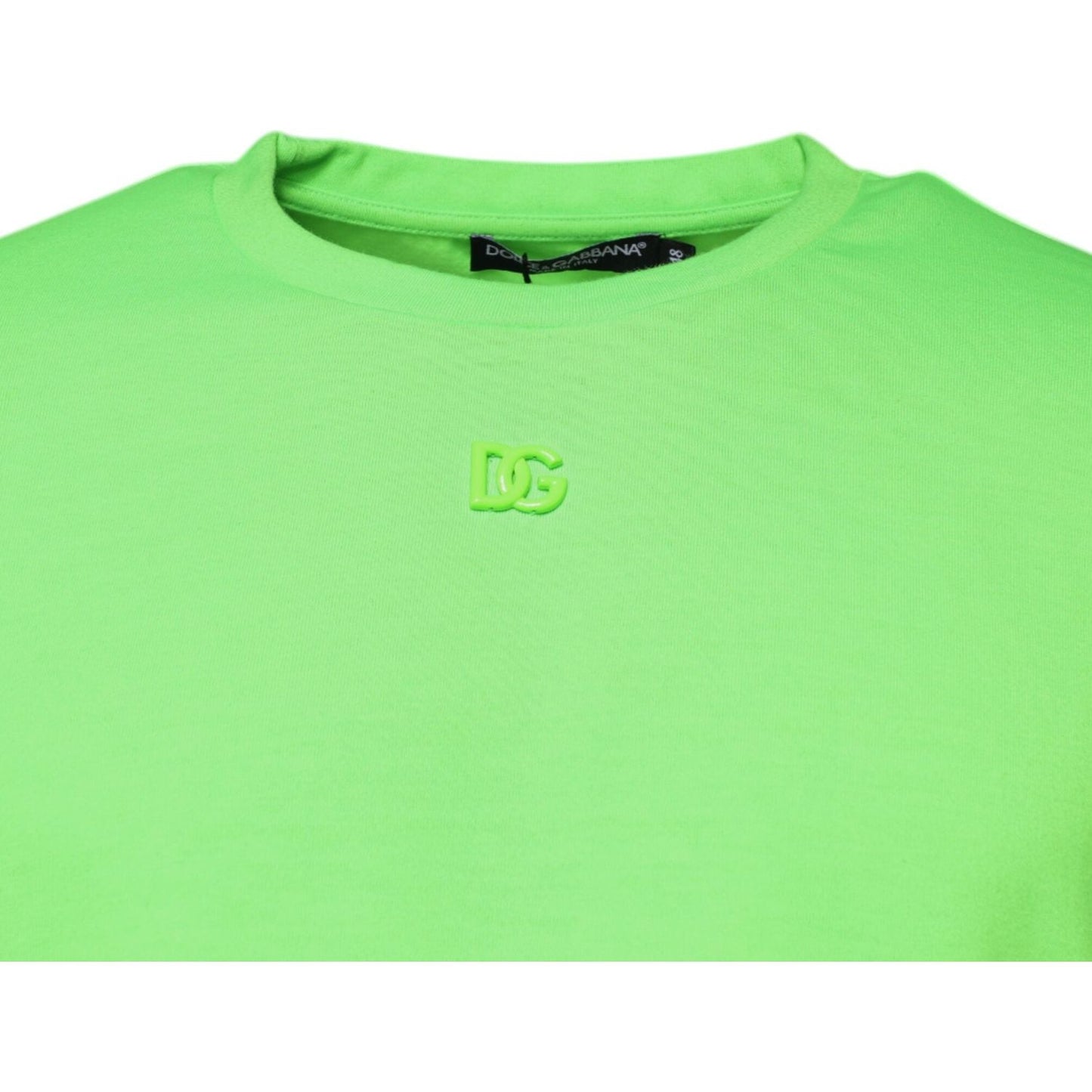 Dolce & Gabbana Green Logo Polyester Crew Neck T-shirt TSH87639-56