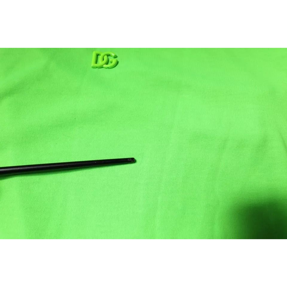 Dolce & Gabbana Green Logo Polyester Crew Neck T-shirt TSH87639-56