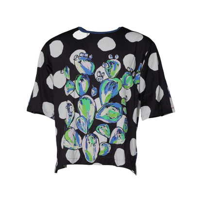 Dolce & Gabbana Black White Printed Cotton Crew Neck T-shirt