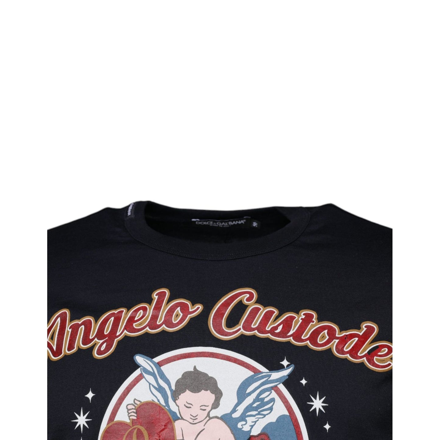 Dolce & Gabbana Blue Cotton Angel Print Short Sleeves T-shirt