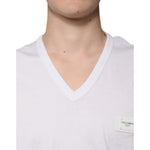 Dolce & Gabbana White Logo V-neck Short Sleeve T-shirt TSH87693-56