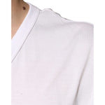 Dolce & Gabbana White Logo V-neck Short Sleeve T-shirt TSH87693-56