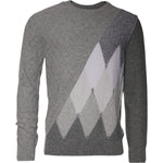 Ballantyne Gray Cashmere Argyle Intarsia Knit Crew Neck Sweater TSH87736-52