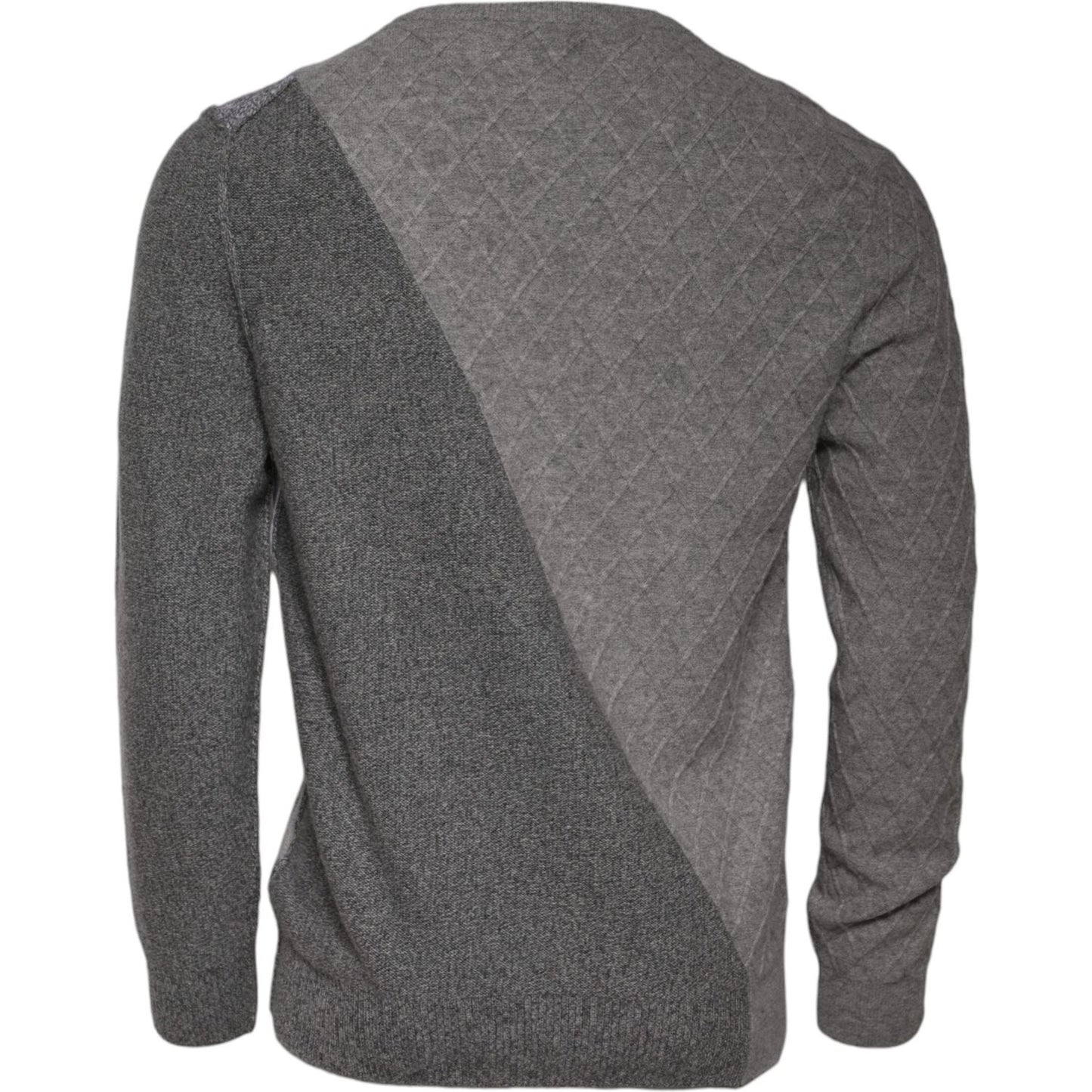 Ballantyne Gray Cashmere Argyle Intarsia Knit Crew Neck Sweater TSH87736-52